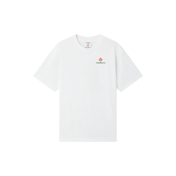 T‑shirt à manches courtes CASABLANCA coton blanc style sport écusson losange