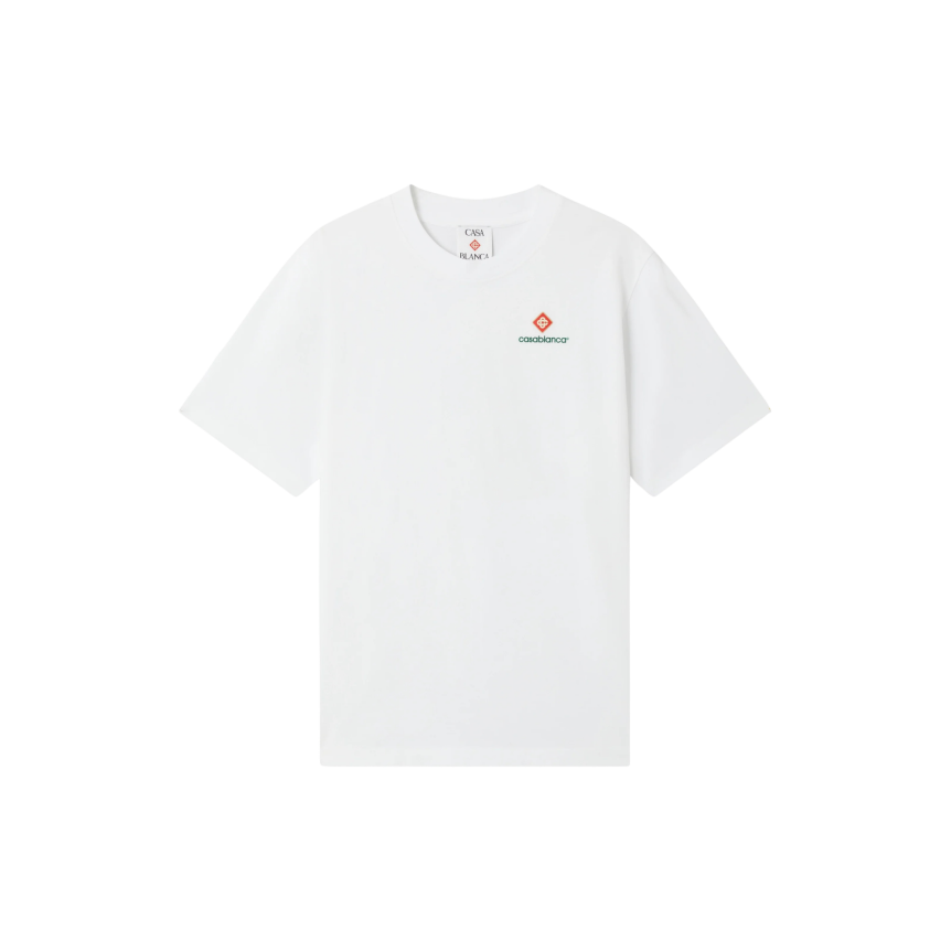 T‑shirt à manches courtes CASABLANCA coton blanc style sport écusson losange