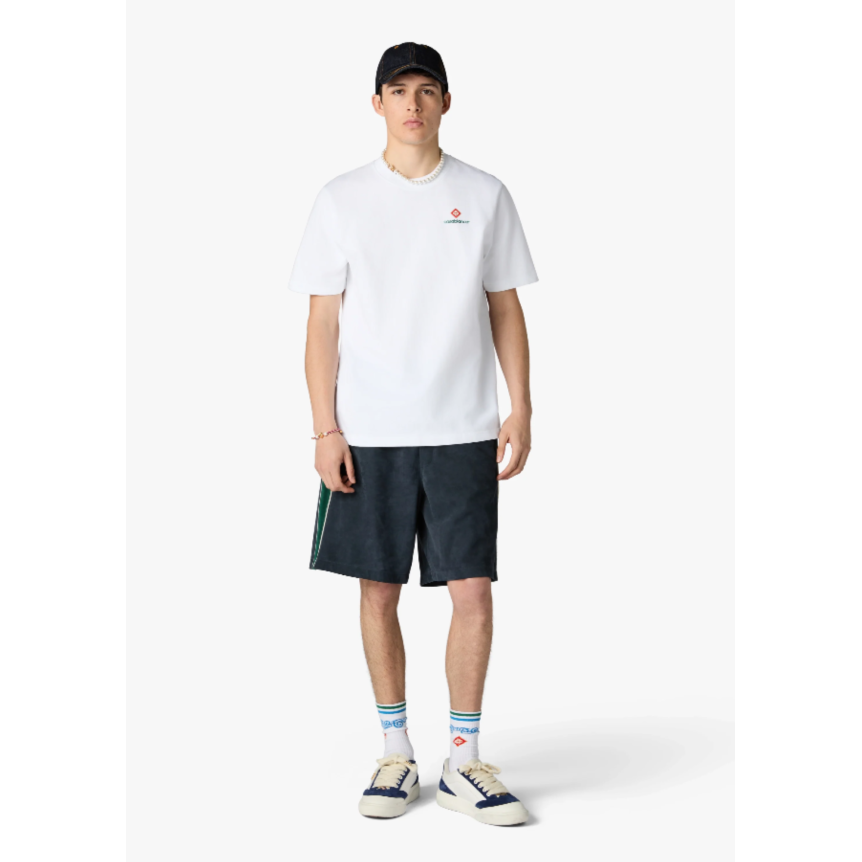 T‑shirt à manches courtes CASABLANCA coton blanc style sport écusson losange