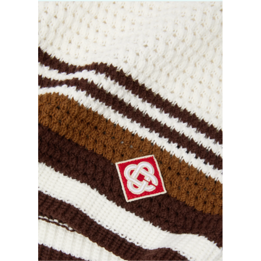 Short CASABLANCA coton blanc et marron en crochet à rayures tennis