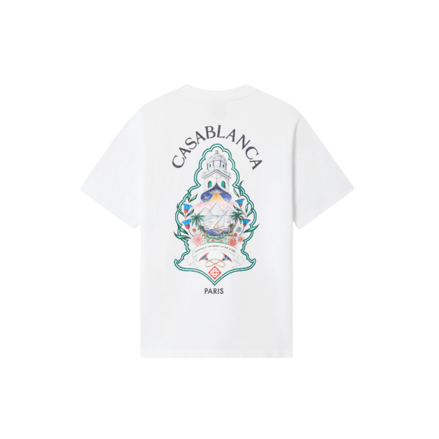 T‑shirt à manches courtes CASABLANCA coton bio blanc Hotel Emblem