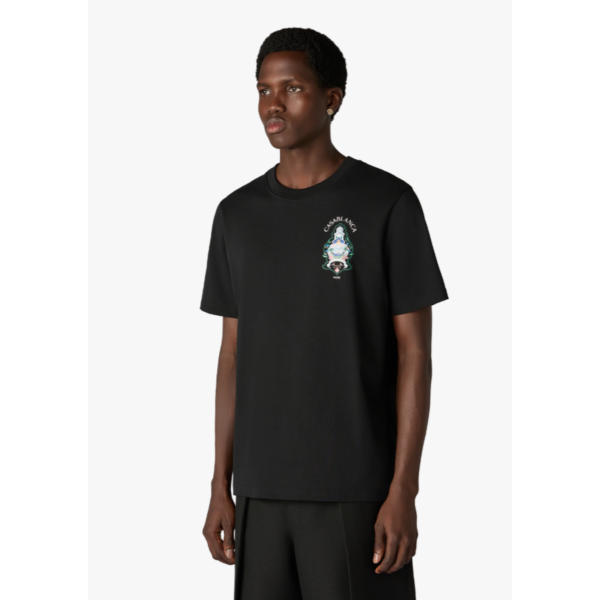 T‑shirt à manches courtes CASABLANCA coton bio noir Hotel Emblem