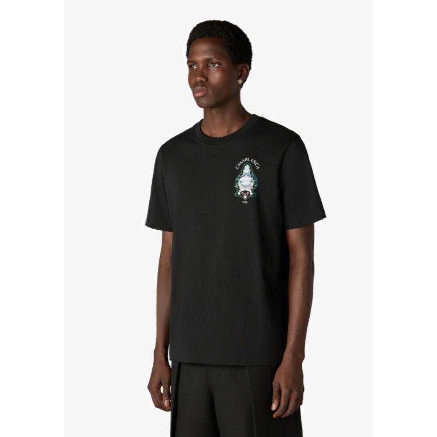 T‑shirt à manches courtes CASABLANCA coton bio noir Hotel Emblem
