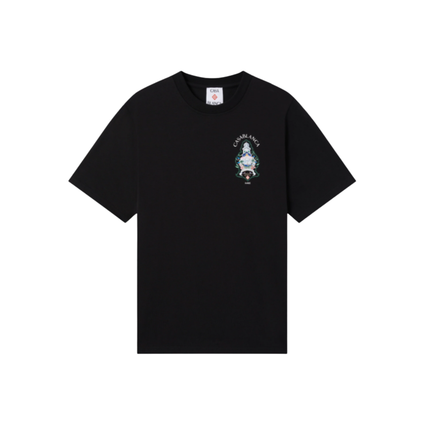 T‑shirt à manches courtes CASABLANCA coton bio noir Hotel Emblem
