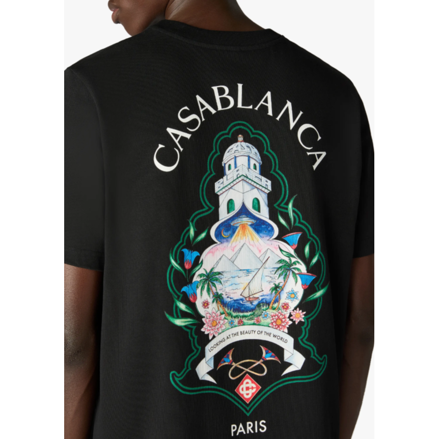 T‑shirt à manches courtes CASABLANCA coton bio noir Hotel Emblem