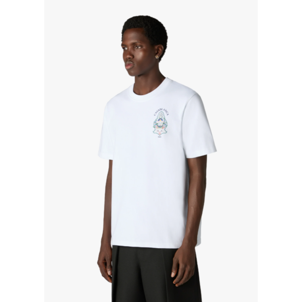 T‑shirt à manches courtes CASABLANCA coton bio blanc Hotel Emblem