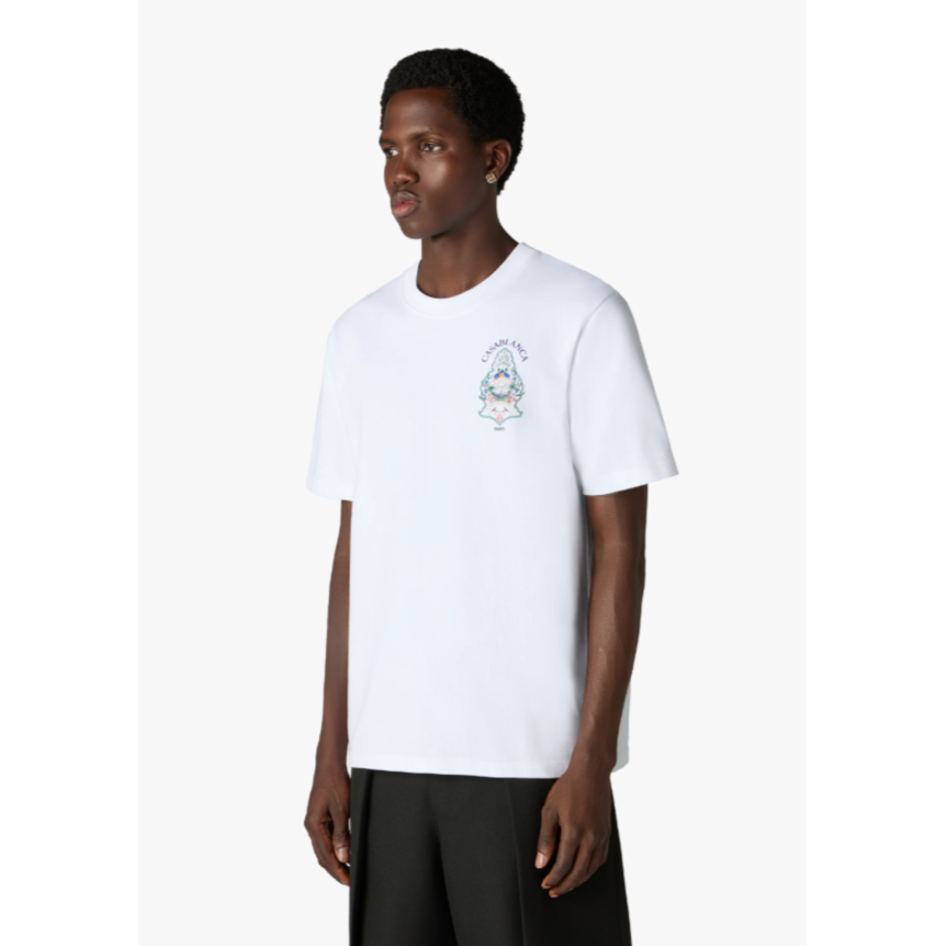 T‑shirt à manches courtes CASABLANCA coton bio blanc Hotel Emblem