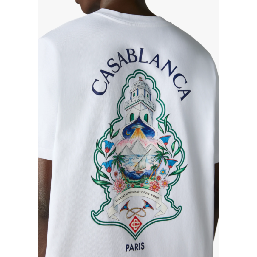 T‑shirt à manches courtes CASABLANCA coton bio blanc Hotel Emblem