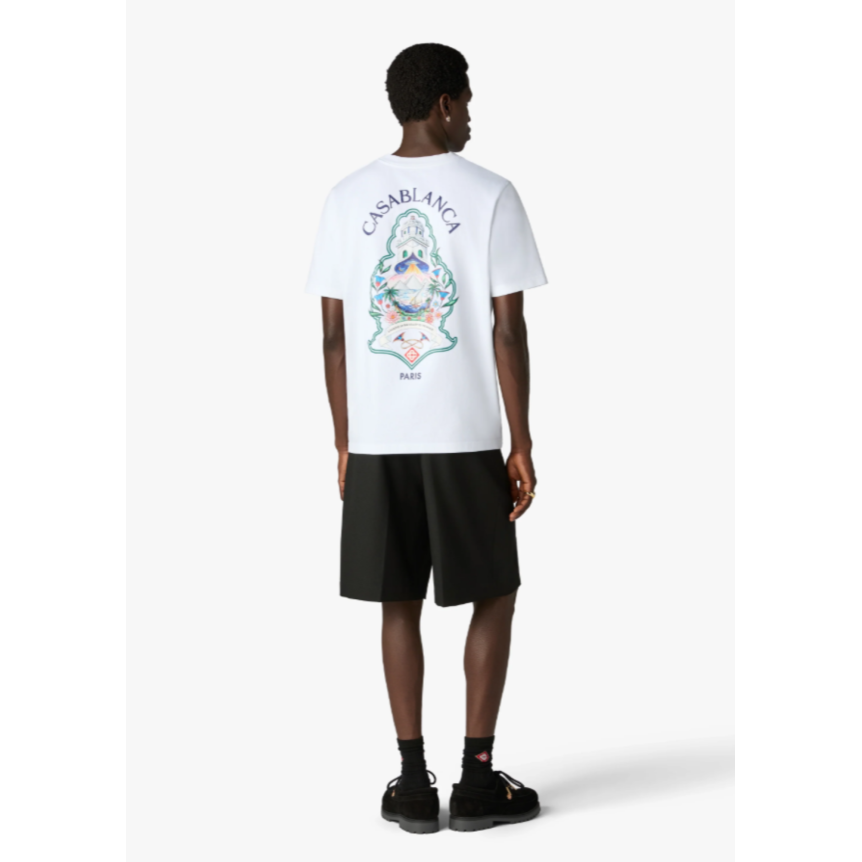 T‑shirt à manches courtes CASABLANCA coton bio blanc Hotel Emblem