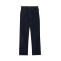 Jean droit indigo en coton denim bleu brut