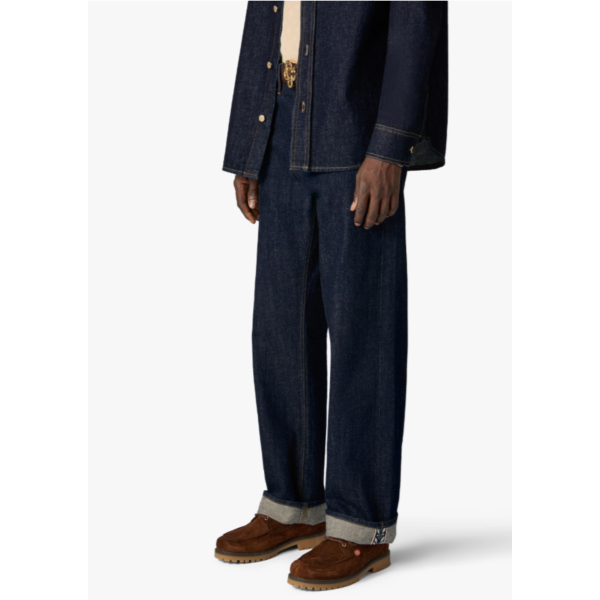 Jean droit CASABLANCA indigo en coton denim bleu brut