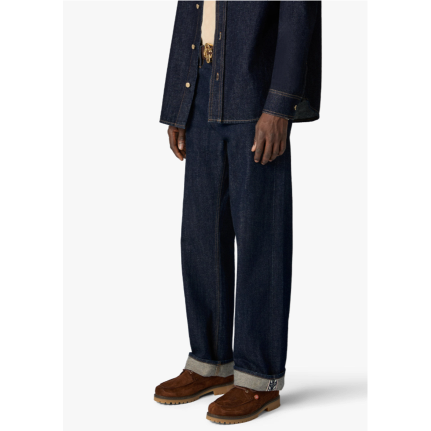 Jean droit CASABLANCA indigo en coton denim bleu brut