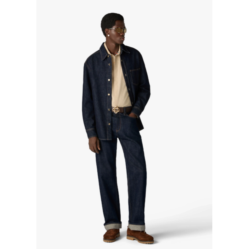 Jean droit CASABLANCA indigo en coton denim bleu brut