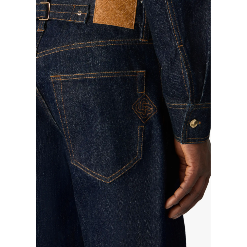 Jean droit CASABLANCA indigo en coton denim bleu brut