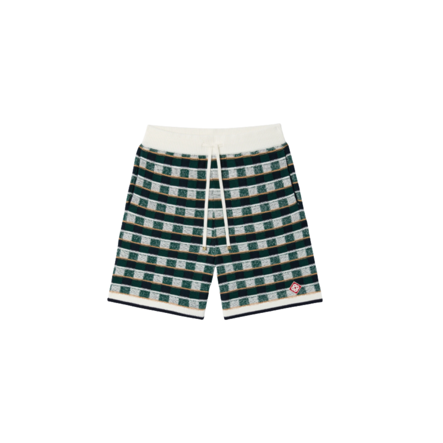 Short coton vert CASABLANCA en crochet à motif mosaïque