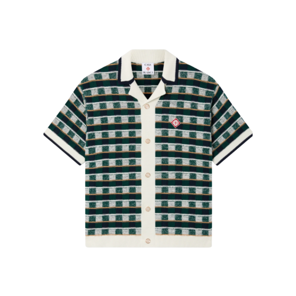 Chemise à manches courtes CASABLANCA coton vert en crochet à motif mosaïque