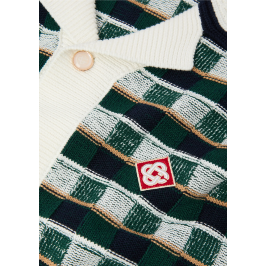 Chemise à manches courtes CASABLANCA coton vert en crochet à motif mosaïque