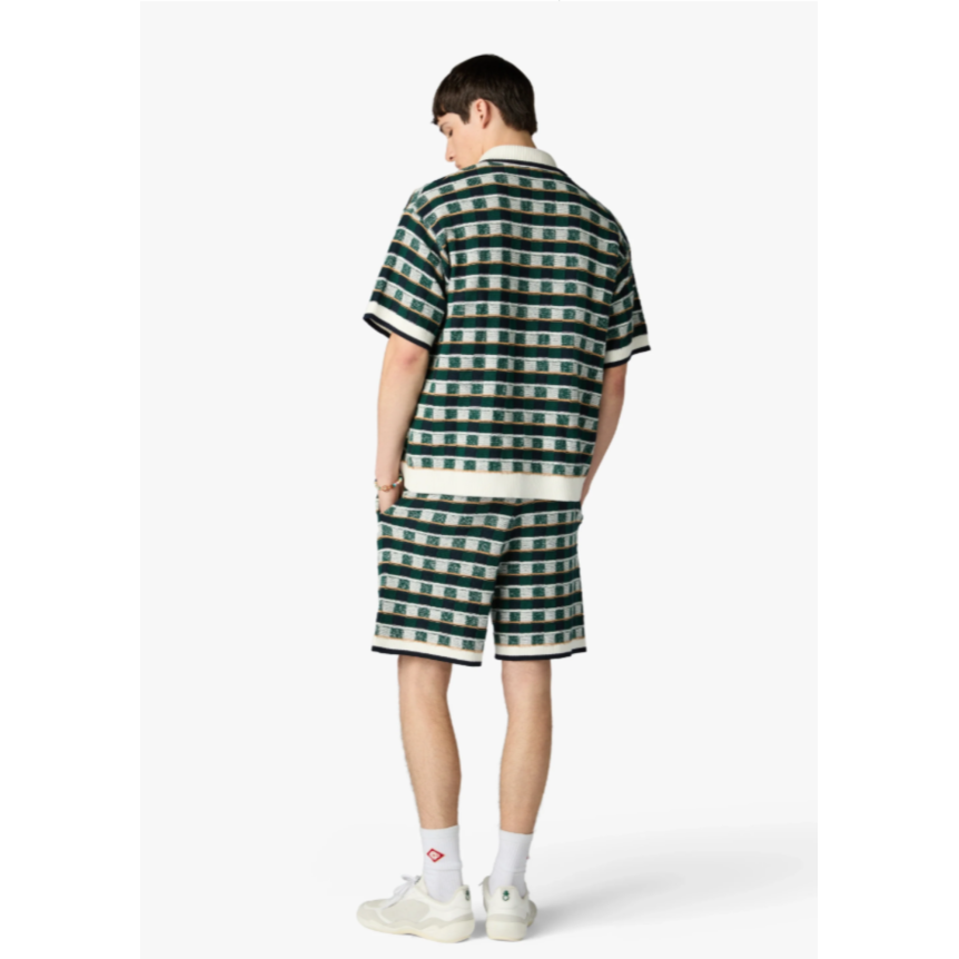 Chemise à manches courtes CASABLANCA coton vert en crochet à motif mosaïque