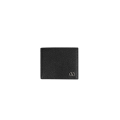 portefeuille cartes en cuir de veau grainé noir v logo