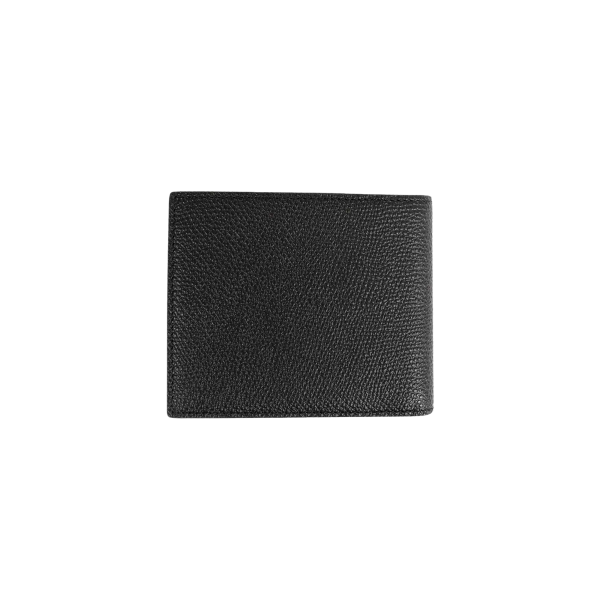 portefeuille cartes VALENTINO en cuir de veau grainé noir v logo