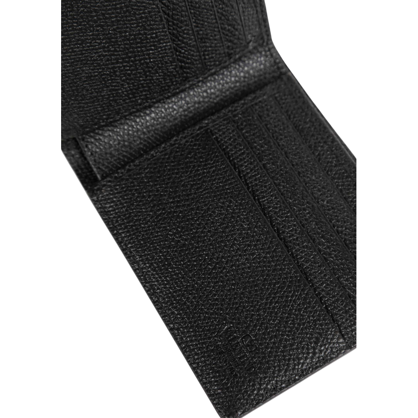 portefeuille cartes VALENTINO en cuir de veau grainé noir v logo