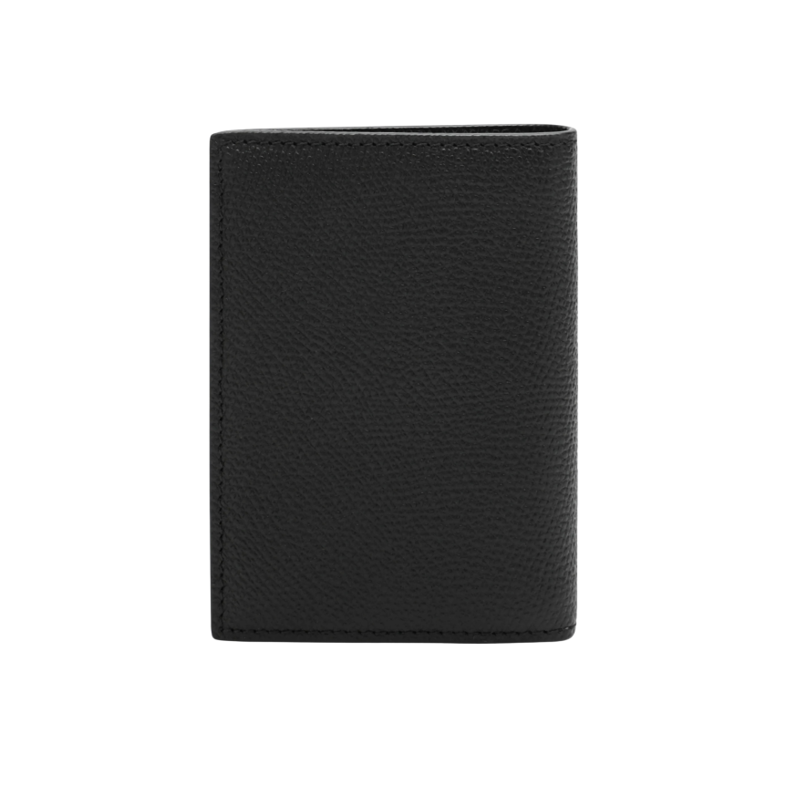portefeuille cartes vertical VALENTINO en cuir de veau grainé noir v logo métal