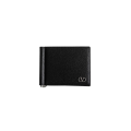 portefeuille cartes pince à billet en cuir grainé noir v logo