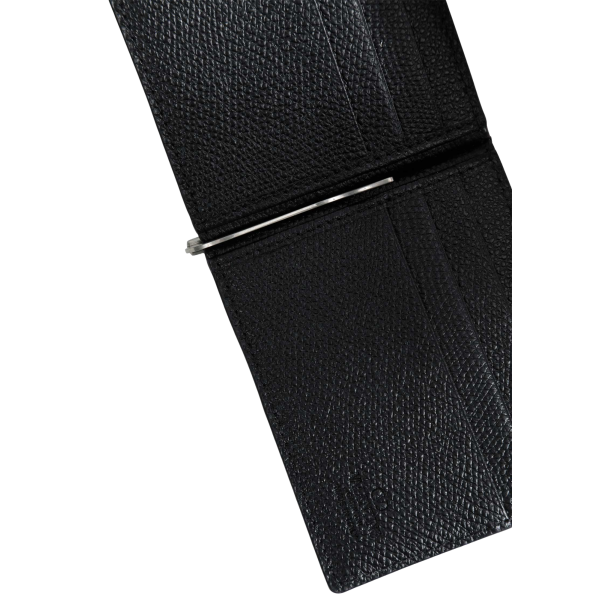 portefeuille cartes pince à billet VALENTINO en cuir grainé noir v logo