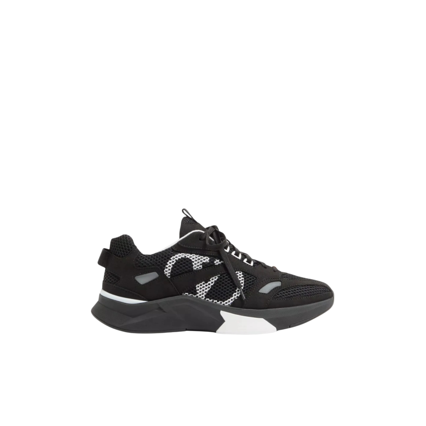 Baskets sneaker runner VALENTINO Demivee en maille noir v logo blanc
