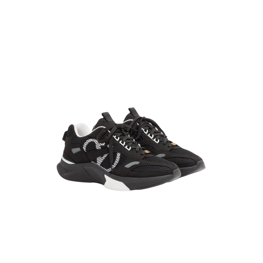 Baskets sneaker runner VALENTINO Demivee en maille noir v logo blanc