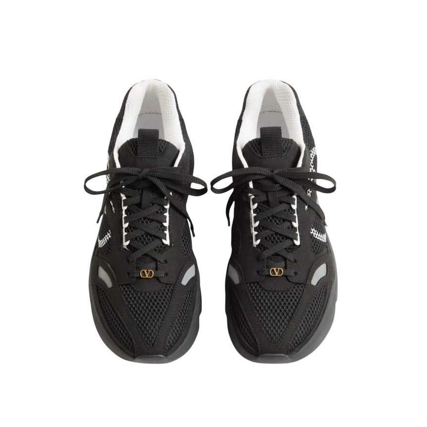 Baskets sneaker runner VALENTINO Demivee en maille noir v logo blanc