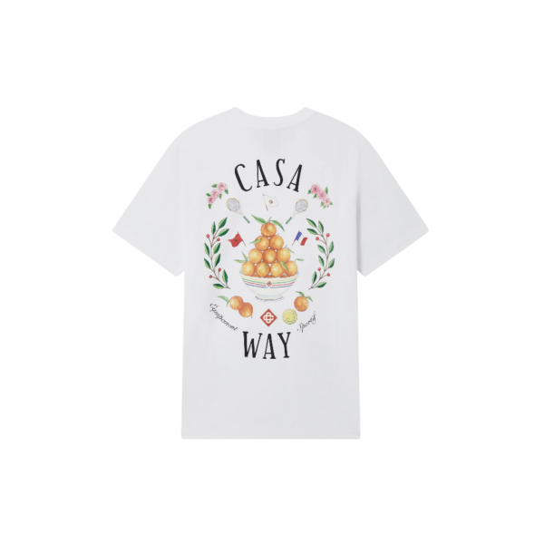 T-shirt col rond CASABLANCA manche courte coton blanc motif Casa way
