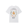 T-shirt col rond manche courte coton blanc motif Casa way