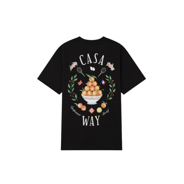 T-shirt col rond CASABLANCA manche courte coton noir motif Casa way