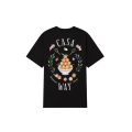 T-shirt col rond manche courte coton noir motif Casa way