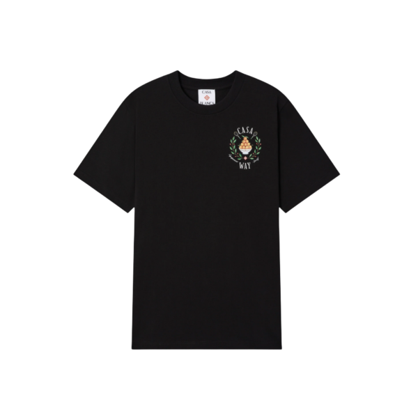 T-shirt col rond CASABLANCA manche courte coton noir motif Casa way