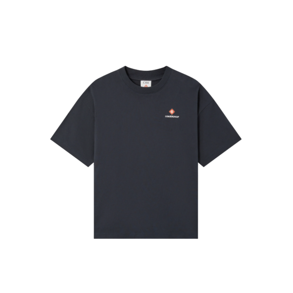 T‑shirt col rond à manches courtes CASABLANCA coton bleu marine oversize style sport