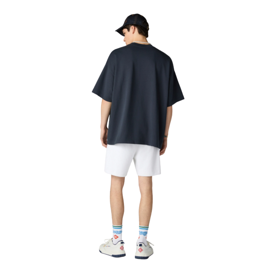T‑shirt col rond à manches courtes CASABLANCA coton bleu marine oversize style sport