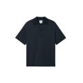 Polo à manches courtes viscose bleu marine foncé monogramme avec col en maille