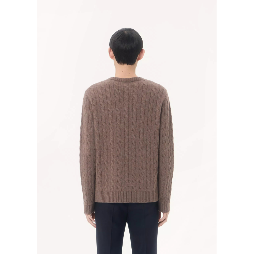 Pull ras du cou VALENTINO Cachemire torsade marron V Logo
