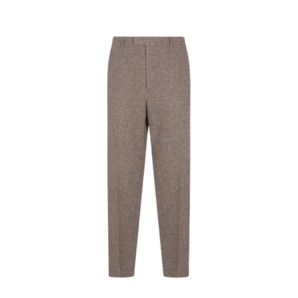 Pantalon à pince VALENTINO laine tweed marron chiné