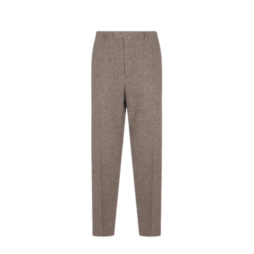 Pantalon à pince VALENTINO laine tweed marron chiné