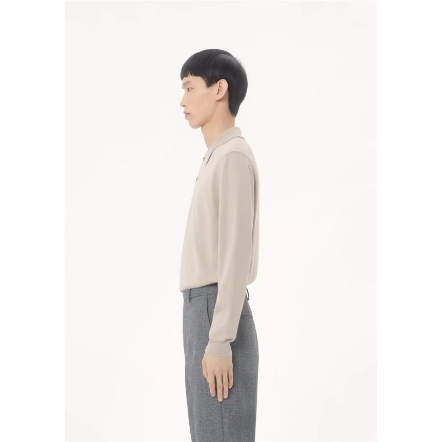 Polo manche longue VALENTINO laine beige V Logo