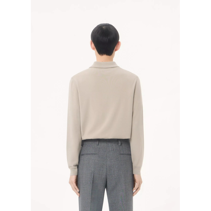 Polo manche longue VALENTINO laine beige V Logo