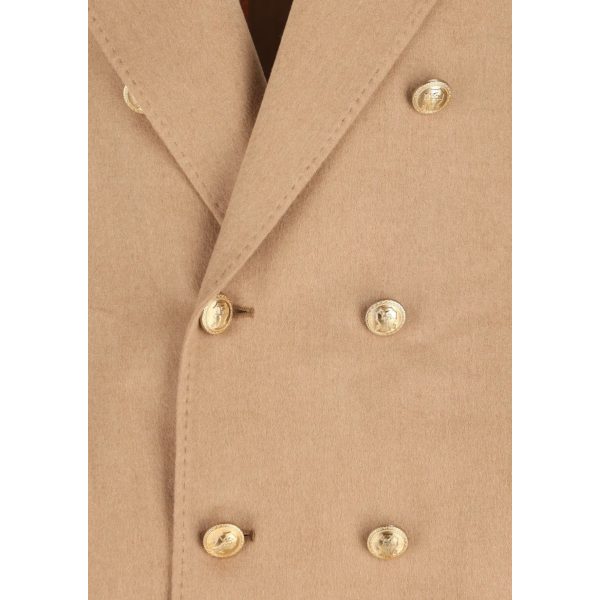 Veste croisée BRUNELLO CUCINELLI laine cachemire camel boutons dorés