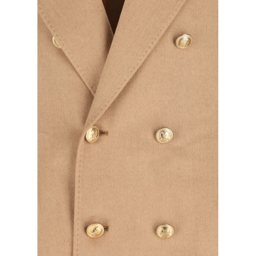 Veste croisée BRUNELLO CUCINELLI laine cachemire camel boutons dorés