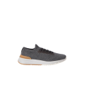 Basket running maille coton gris talon cuir marron