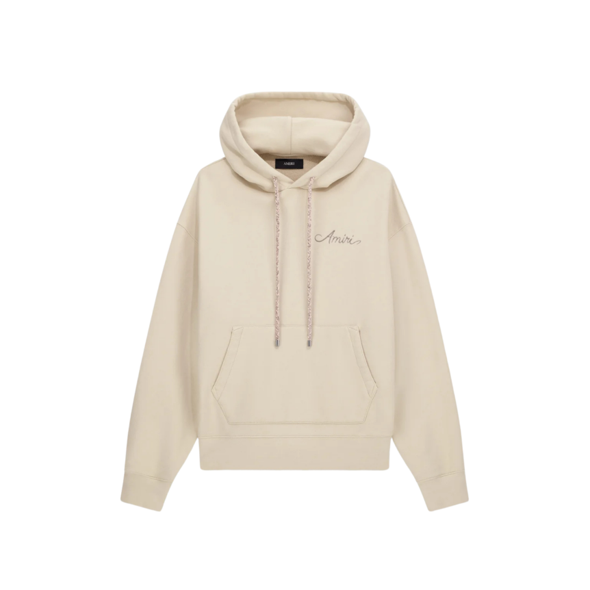 Sweat-shirt à capuche AMIRI coton beige logo MA Quad Damier dos