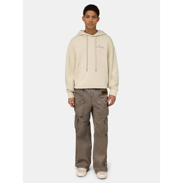 Sweat-shirt à capuche AMIRI coton beige logo MA Quad Damier dos