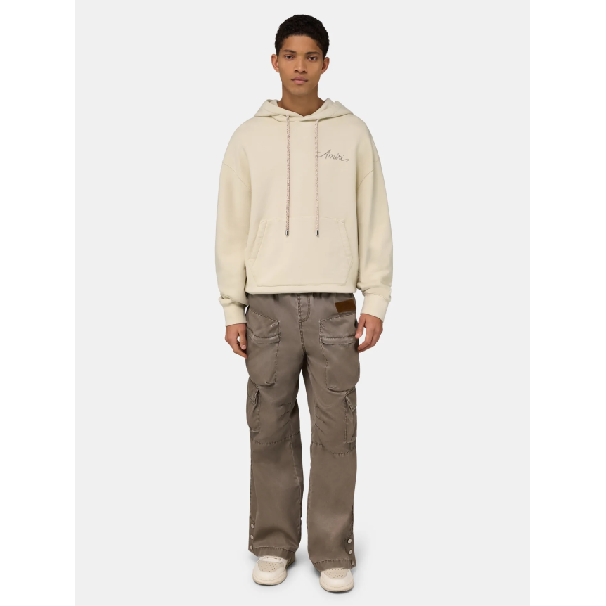 Sweat-shirt à capuche AMIRI coton beige logo MA Quad Damier dos